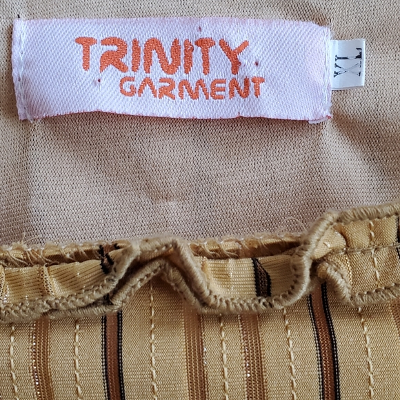 Vintage Tuscany Yellow blouse, contrast with cuff and sleeve,  M - Picture 5 of 6